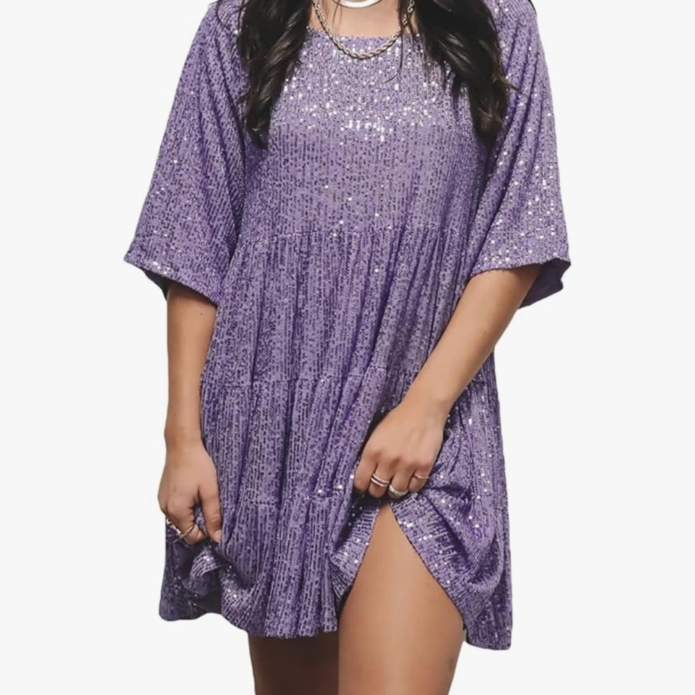 Purple Sequin Dress Size Large